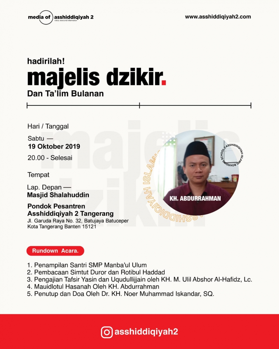 Flyer Majlis Zikir Oktober 2019