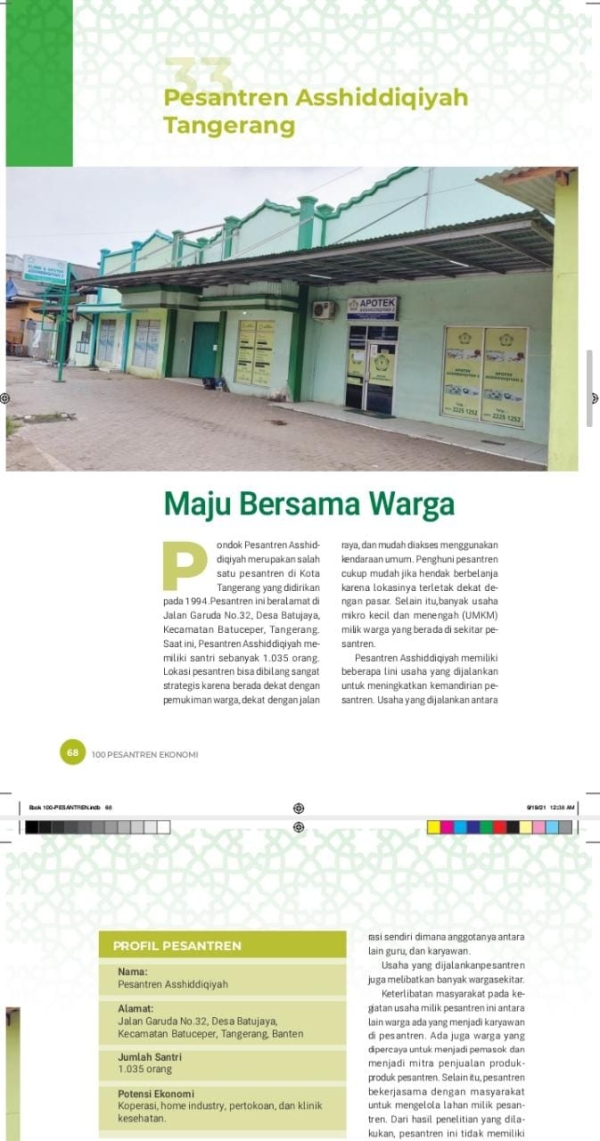 Asshiddiqiyah 2 Tangerang Masuk 100 Ekonomi Pesantren (100 Pesantren Enterpreuner) Versi Litbang Kemenag